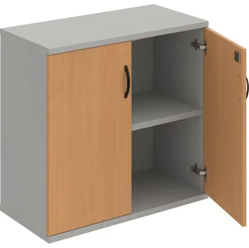 Policová skříň SZ 2 80 01 – Skříň policová dvéřová 76,8 × 80 cm - Buk , Šedá , UCO – černá