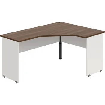 Psací stůl GEV 60 L – Stůl ergo levý 160 × 120 cm - Ořech , Bílá , Černý kov