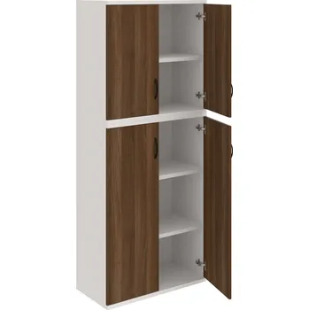 Policová skříň S 5 80 06 – Skříň policová dvéřová 192 × 80 cm - Ořech , Bílá , UCO – černá