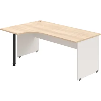 Psací stůl GE 1800 60 P – Stůl ergo 180 × 120 cm, pravý - Akát , Bílá , Černý kov