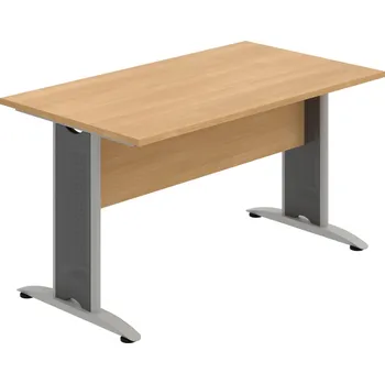 Jednací stůl CJ 1400 – Stůl jednací rovný 140 cm - Dub , Dub , Šedý kov