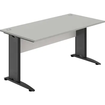 Psací stůl CS 1600 – Stůl pracovní rovný 160 cm - Šedá , Bílá , Černý kov