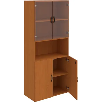 Policová skříň DZ 5 80 07 – Skříň policová dvéřová 185 × 80 cm - Třešeň , Třešeň , UCO – černá