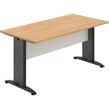 Jednací stůl CJ 1600 – Stůl jednací rovný 160 cm - Dub , Bílá , Černý kov