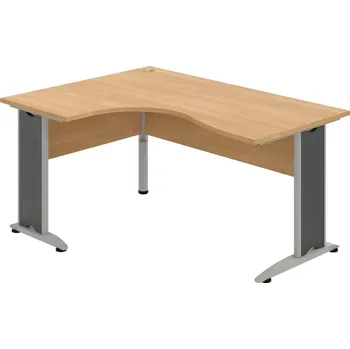 Psací stůl CE 2005 P – Stůl ergo pravý 160 × 120 cm - Dub , Dub , Šedý kov