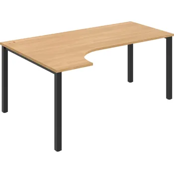 Psací stůl UE 1800 P – Stůl ergo pravý 180 × 120 cm - Dub , Černý kov