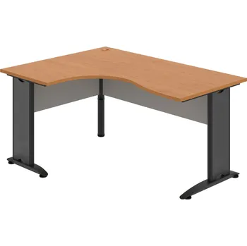 Psací stůl CE 2005 P – Stůl ergo pravý 160 × 120 cm - Olše , Šedá , Černý kov