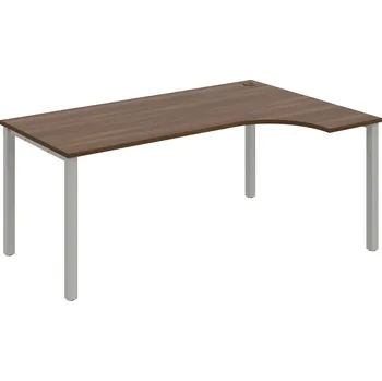 Psací stůl UE 1800 L – Stůl ergo levý 180 × 120 cm - Ořech , Šedý kov