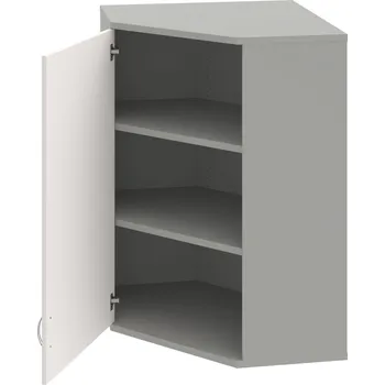 Policová skříň SRV 3 01 L H – Skříň vnitřní roh levá 115,2 cm - Bílá , Šedá , USN – Hobis