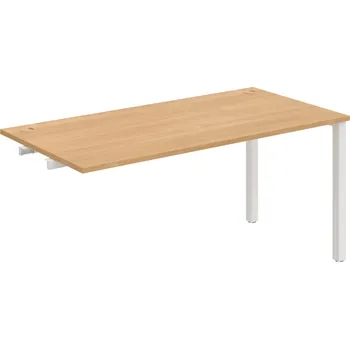 Psací stůl US 1600 R – Stůl pracovní délky 160 cm, k řetězení - Dub , Bílý kov
