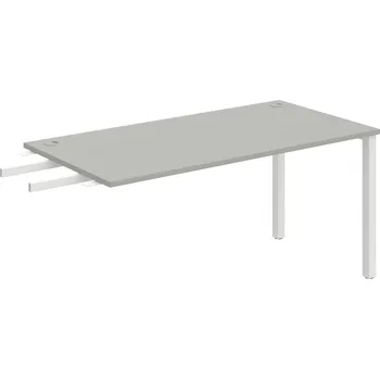 Psací stůl US 1600 RU – Stůl pracovní délky 160 cm, k řetězení - Šedá , Bílý kov