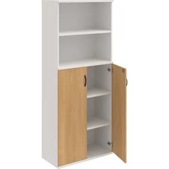 SZ 5 80 04 – Skříň policová dvéřová 192 × 80 cm - Dub , Bílá , UCO – černá