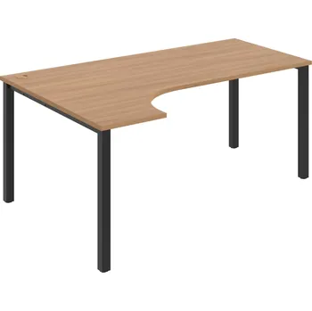 Psací stůl UE 1800 P – Stůl ergo pravý 180 × 120 cm - Višeň , Černý kov