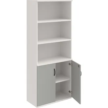 Policová skříň SZ 5 80 03 – Skříň policová dvéřová 192 × 80 cm - Šedá , Bílá , UCO – černá