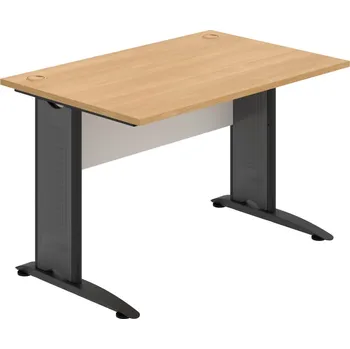 Psací stůl CS 1200 – Stůl pracovní rovný 120 cm - Dub , Bílá , Černý kov