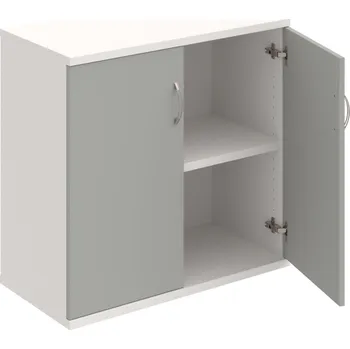 Policová skříň S 2 80 01 – Skříň policová dvéřová 76,8 × 80 cm - Šedá , Bílá , USN – Hobis