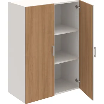 Policová skříň D 3 80 01 – Skříň policová dvéřová 111 × 80 cm - Višeň , Bílá , USH – hranatá