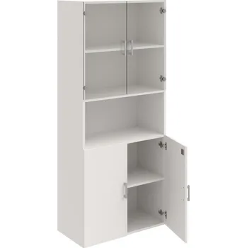 Policová skříň DZ 5 80 07 – Skříň policová dvéřová 185 × 80 cm - Bílá , Bílá , USH – hranatá