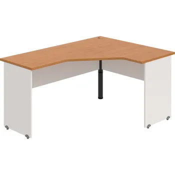 Psací stůl GEV 60 L – Stůl ergo levý 160 × 120 cm - Olše , Bílá , Černý kov