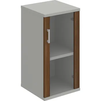 Policová skříň S 2 40 02 P – Skříň policová dvéřová 76,8 × 40 cm - Ořech , Šedá , USH – hranatá