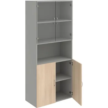 Policová skříň D 5 80 07 – Skříň policová dvéřová 185 × 80 cm - Akát , Šedá , USN – Hobis