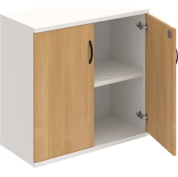 Policová skříň SZ 2 80 01 – Skříň policová dvéřová 76,8 × 80 cm - Dub , Bílá , UCO – černá