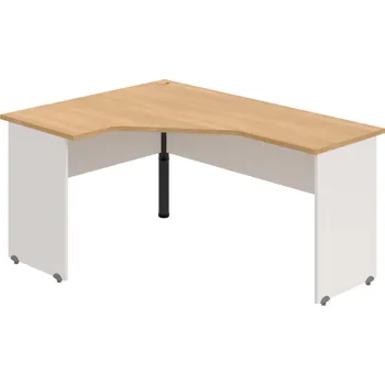 Psací stůl GEV 60 P – Stůl ergo pravý 160 × 120 cm - Dub , Bílá , Černý kov