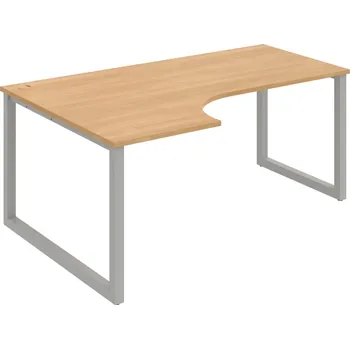 Psací stůl UE O 1800 60 P – Stůl ergo 180 × 120 cm, pravý - Dub , Šedý kov