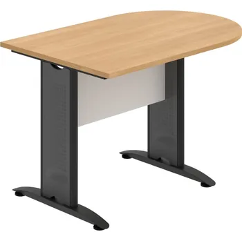 Jednací stůl CP 1200 1 – Stůl jednací oblouk 120 cm - Dub , Bílá , Černý kov