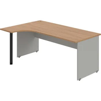 Psací stůl GE 1800 P – Stůl ergo pravý 180 × 120 cm - Višeň , Šedá , Černý kov
