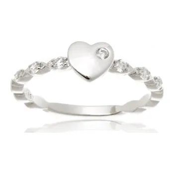 Prsten Dámský stříbrný prsten srdíčko s čirými zirkony STRP0624F