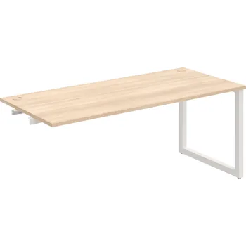 Psací stůl US O 1800 R – Stůl pracovní délky 180 cm, k řetězení - Akát , Bílý kov