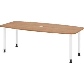 Jednací stůl Konferenční stolek, zaoblený, čtyři nohy, 2200 x 1030/830 x 720 mm, ořech/bílý