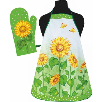 Sada zástěra a chňapka Slunečnice zelená - Zástěra a chňapka 346