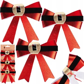 Vánoční dekorace 3x VÁNOČNÍ Mašle ozdobná mašlička na stromeček, dárky