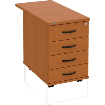 Zásuvkový kontejner K 34 C N 80 – Kontejner, 4 zásuvky, cent. zamykání, léta napříč, hl. 80 cm - Třešeň , Třešeň , UCO – černá