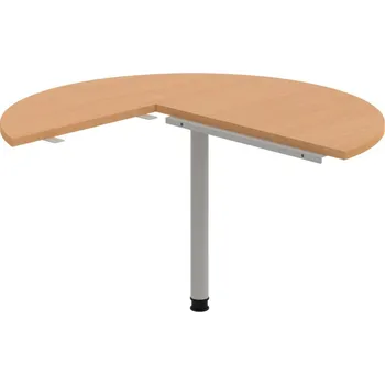 Psací stůl CP 22 P P – Stůl jednací, pravý, léta podél ø 120 cm - Buk , Šedý kov