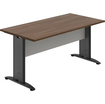 Jednací stůl CJ 1600 – Stůl jednací rovný 160 cm - Ořech , Šedá , Černý kov