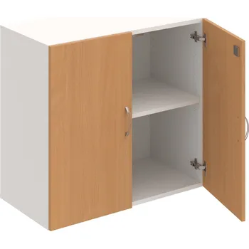 Policová skříň DZ 2 80 01 – Skříň policová dvéřová 74 × 80 cm - Buk , Bílá , USN – Hobis