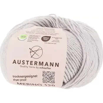 Příze Austermann Merino 120 EXP 128 Světle šedá (Příze Merino 120 EXP HELLGRAU)