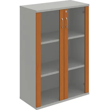 Policová skříň SZ 3 80 04 – Skříň policová dvéřová 115,2 × 80 cm - Třešeň , Šedá , USN – Hobis