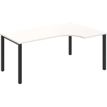 Psací stůl UE 1800 60 L – Stůl ergo 180×120 cm, levý - Bílá , Černý kov