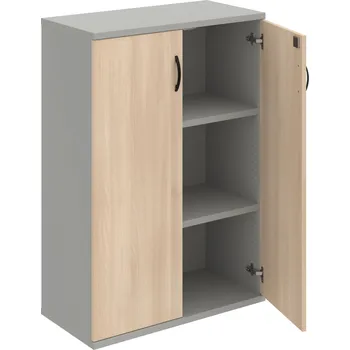 Policová skříň SZ 3 80 01 – Skříň policová dvéřová 115,2 × 80 cm - Akát , Šedá , UCO – černá