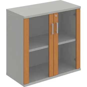 Policová skříň SZ 2 80 02 – Skříň policová dvéřová 76,8 × 80 cm - Olše , Šedá , USH – hranatá