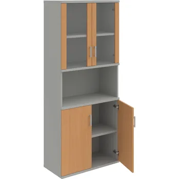 Policová skříň S 5 80 07 – Skříň policová dvéřová 192 × 80 cm - Buk , Šedá , USH – hranatá