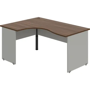 Psací stůl GE 2005 P – Stůl ergo pravý 160 × 120 cm - Ořech , Šedá , Černý kov