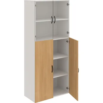 Policová skříň D 5 80 08 – Skříň policová dvéřová 185 × 80 cm - Dub , Bílá , UCO – černá