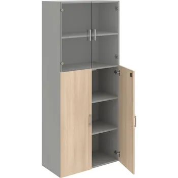 Policová skříň DZ 5 80 08 – Skříň policová dvéřová 185 × 80 cm - Akát , Šedá , USH – hranatá