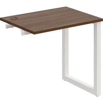 Psací stůl UE O 800 R – Stůl pracovní délky 80 cm, hl. 60 cm, k řetězení - Ořech , Bílý kov