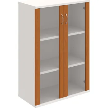 Policová skříň S 3 80 04 – Skříň policová dvéřová 115,2 × 80 cm - Třešeň , Bílá , USN – Hobis